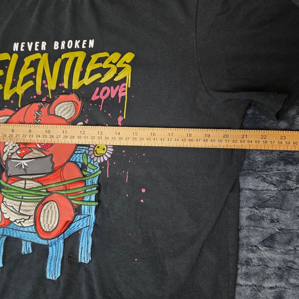 RS1NE‎ "Never Broken Relentless Love" Y2K T-Shirt Distressed Teddy Bear -Size L - Picture 4 of 7